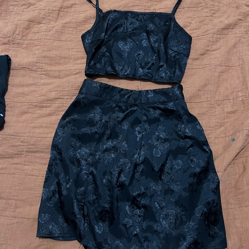 Black floral and dragon print co-odd